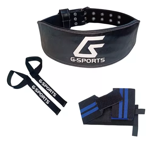 Kit Cinturón Lumbar Gym + Cintas De Agarre Straps G-sports