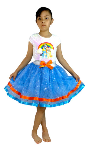 Vestido De Body Y Falda De Bluey Y Bingo Lentejuela