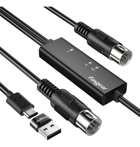 Cable Interface Midi Usb  Macho 5 Pines 2m Pc Smartphone 