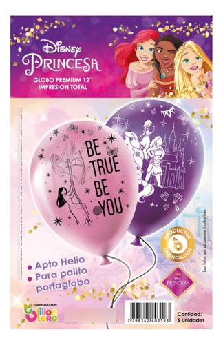 Globos Látex Premium - Pack X 6 - Princesas