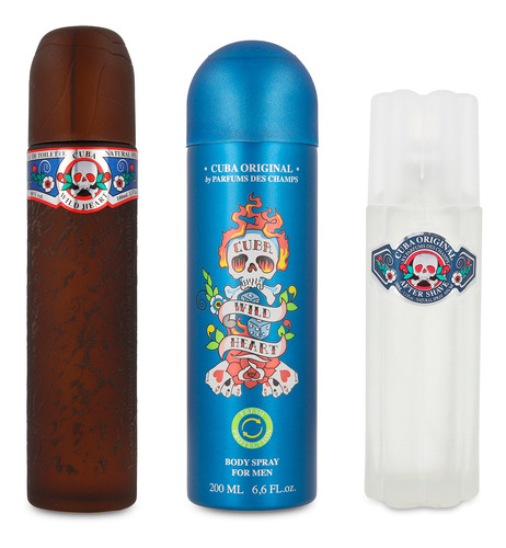 Set Cuba Wild Heart For Men 3pzs