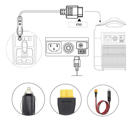 Cable De Carga Para Encendedor De Coche Xt60 De 12 V Y 24 V