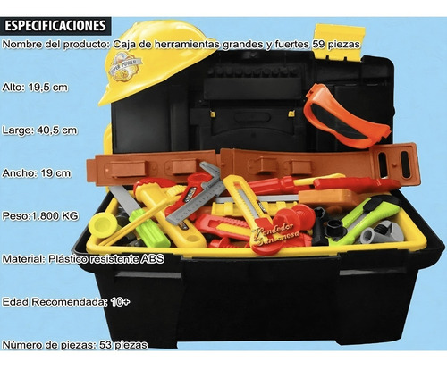 Imagen 4 de 8 de Caja Herramientas Grandes Colage Niños 16puLG 53pz Mod 41822