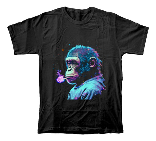 Camiseta Algodón Peinado Con Estampado De Mono Chimpancé