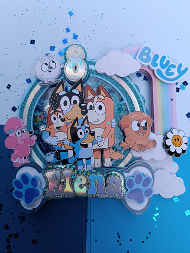 Caketopper Personalizado Bluey,torta Cumpleaños Rosa Bluey Nena Varon