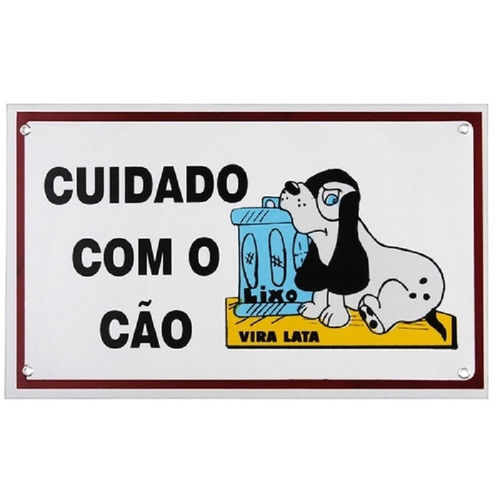 Placa De Advertência - Cuidado Com O Cão - Vira Lata