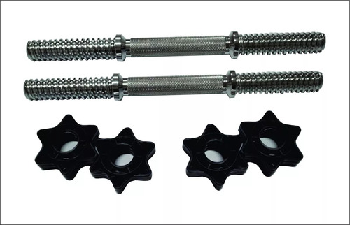 Set De Barras Para Mancuernas Con Seguros De Rosca Plateado