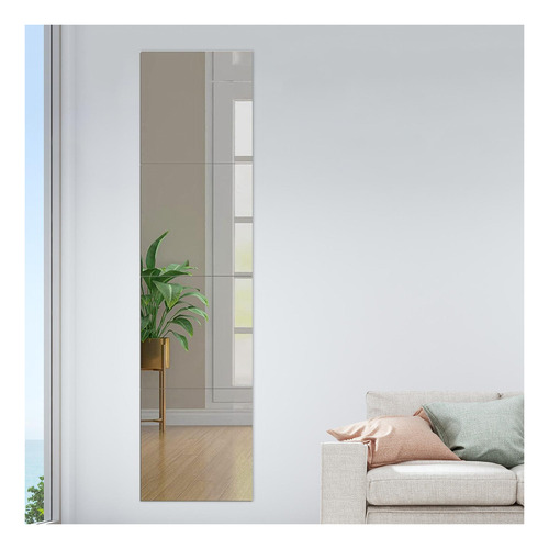 4x Adhesivo De Pared De Espejo Azulejos De Espejo 15cmx15cm