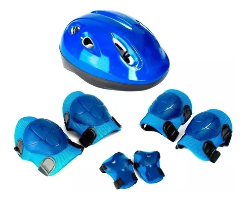 Casco Protección Kit Niños Rodilleras Y Muñequeras Y Coderas-Rojo