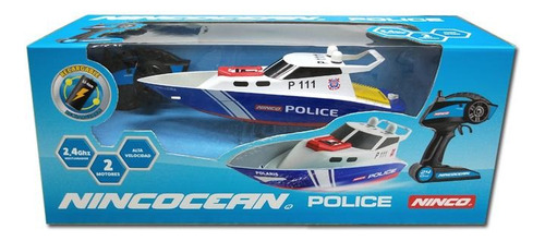 Yate A Control Remoto Police 34x10x12cm 1 Unidad Ninco Color Blanco/azul