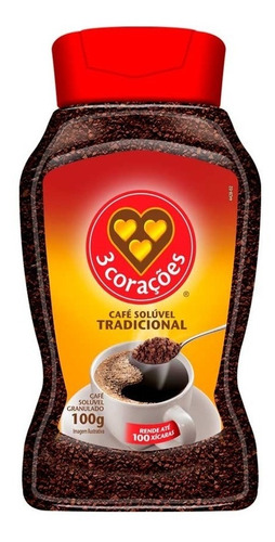 Café Solúvel Granulado Tradicional 3 Corações Vidro 100g