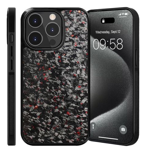 Capinha Fibra Carbono Forjad Para Iphone 13 14 15 16 Pro Max Vermelho Iphone 15