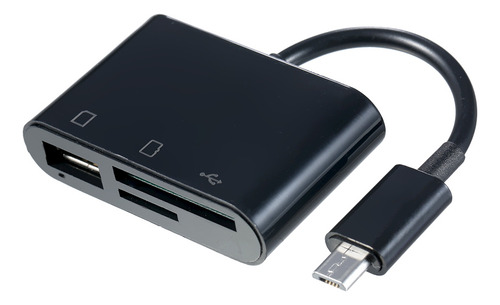 // Adaptador Micro Usb Otg 3 En 1 Y Lector De Tarjetas Para