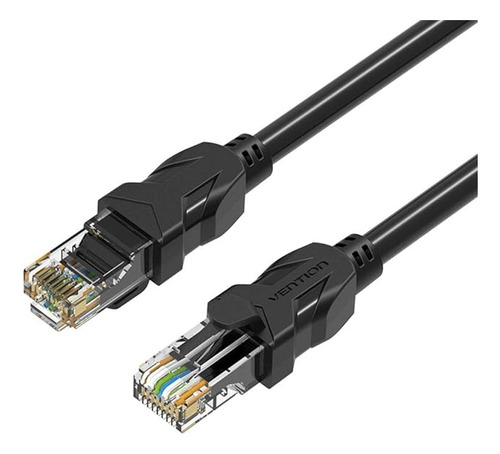 Cable De Red Vention Cat6 Certificado - 8 Metros - Premium Patch Cord - Blindado Reforzado - Utp Rj45 Ethernet 1000 Mbps - 250 Mhz - Cobre - Pc - Notebook - Servidores - Negro - Ibbbk