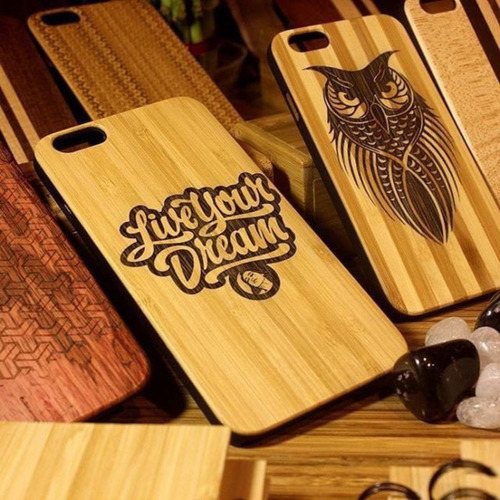 Carcasa Funda Bamboo Personalizable Grabada Para Iphone 14 Marrón Claro