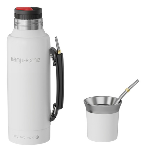 Termo Eléctrico T-mate 1 Litro Tapa Mate Y Bombilla Color Blanco