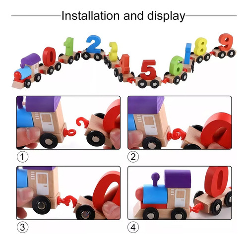 Juguete Didáctico Montessori De Tren Con Números De Madera