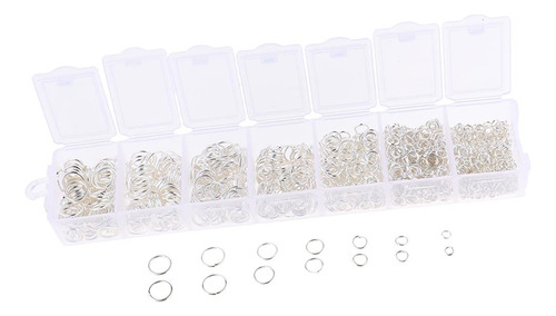 1500 Pzs. Conjunto De Caja De Anillos Abierto Plata Blanca