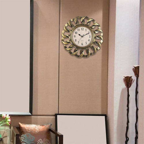 Reloj De Pared Retro Decorativo Fácil De Leer Elegante Oro