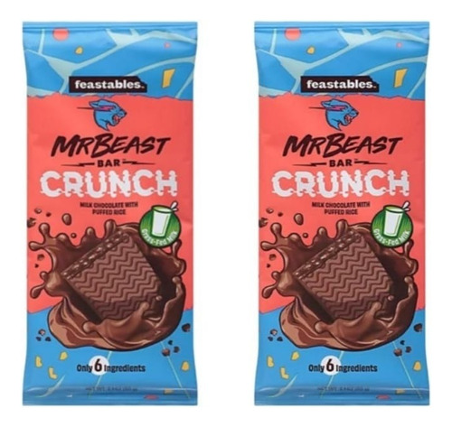 Mr Beast Bar Crunch Milk Chocolate Pack De 2 Barras 60 G