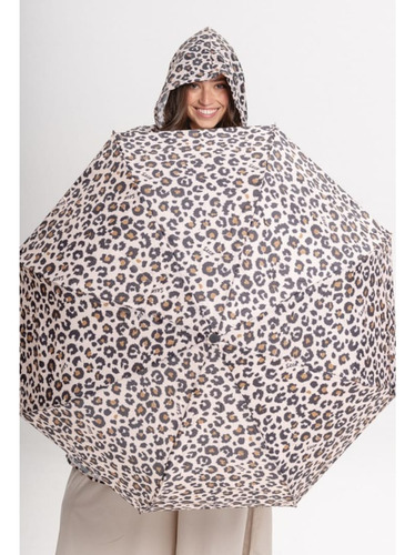 Paraguas Portatil Automáticos Plegable Animalprint Cod3352 Blanco Manchas Grandes