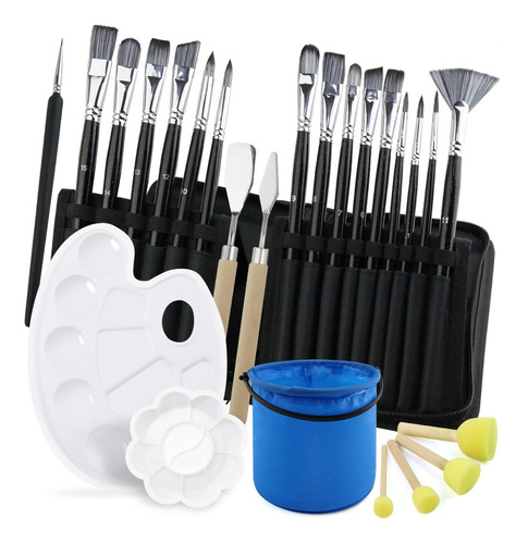23pcs Acrylic Paint Brushes Set Painting Brush Tool Kit, Art