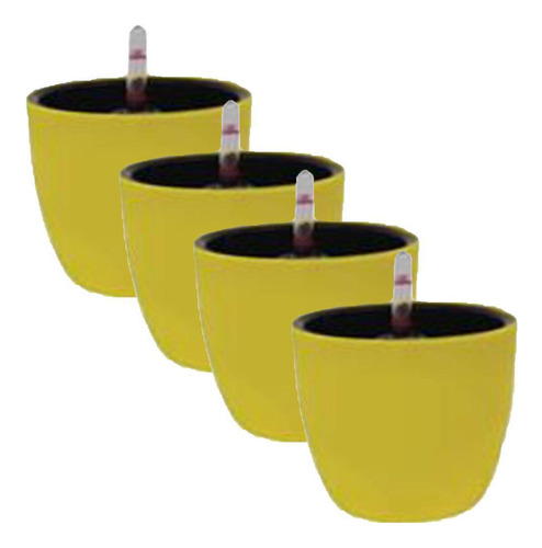Jogo 4 Vasos Autoirrigável Botanique Redondo Amarelo - Japi