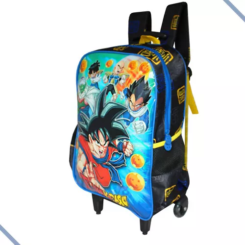 Mochila Escolar Infantil De Rodinhas Dragon Ball Super Clio Cor Preto  Desenho Do Tecido Dragon Ball