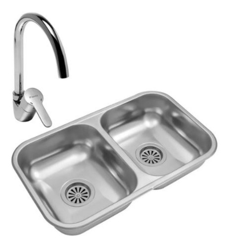 Combo Cocina Bacha Johnson Cc28 Grifería Monocomando Piazza