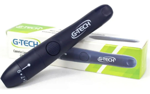 Caneta Lancetadora Furar Dedo Ejetor Glicose Glicemia G-tech Cor Azul