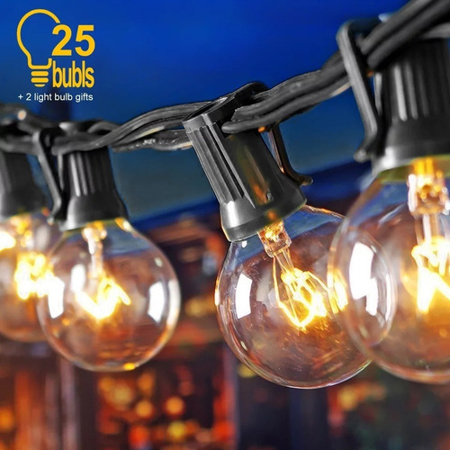 Imagen 3 de 10 de Serie Luces Vintage 25 Focos Decoración Exteriores 7.5m