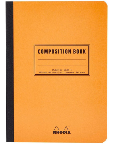  Rhodia Composition A5 Capa Laranja 80 folhas  quadriculadas 1 assuntos unidade x 1 21cm x 14.8cm caderno cor laranja