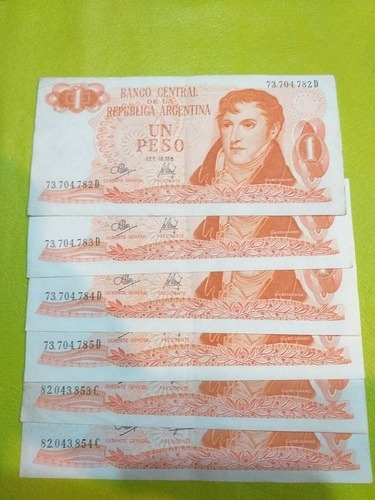 Billete 1 Peso. Ley 18188. Series E, D Y C.1974