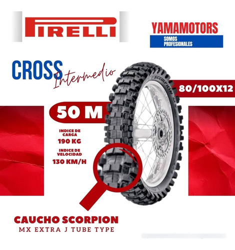 Caucho Moto Pirelli 80/100x12 Scorpion Mx Tt Cross Intermedi