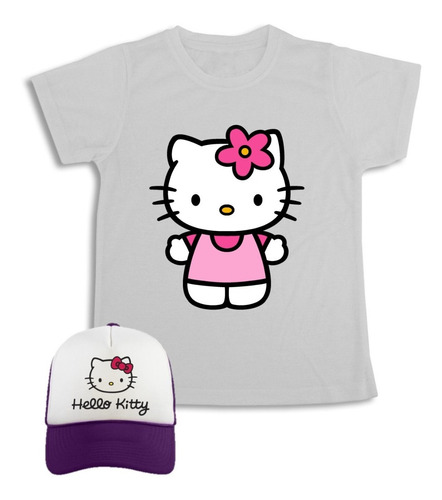 Hello Kitty Camiseta + Gorra  Combo Para Niñas