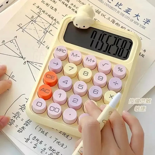 Calculadora Moli 12 Dígitos Escritorio Teclas Color Pastel Amarillo