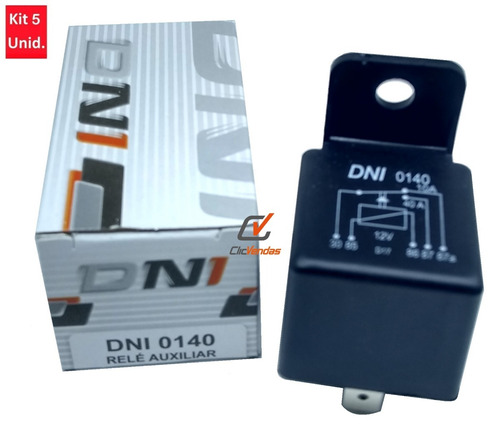 Kit 5 Unidades Dni0140 - Reles Aux Reversor 12v 40/10a