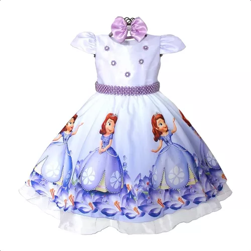 Fantasia Vestido Festa Luxo Princesa Sofia Infantil com Coroa e Luvas 3008  : : Brinquedos e Jogos