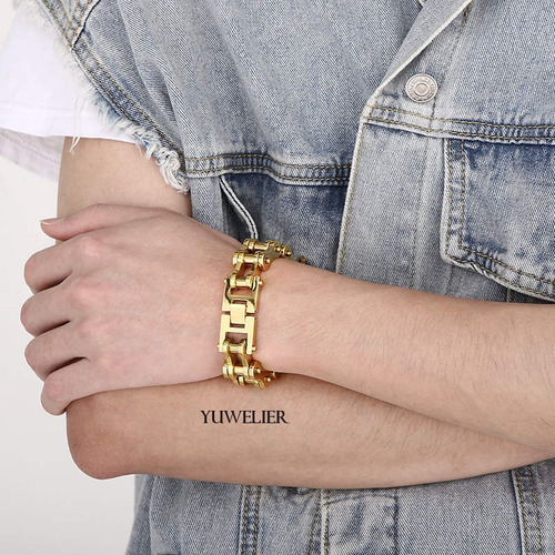 Imagen 3 de 3 de Pulsera Biker Acero Inoxidable Tipo Cadena Bicicleta Moda