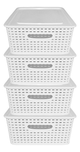 Set De 4 Cajas, Canastas Organizadoras Tipo Rattan