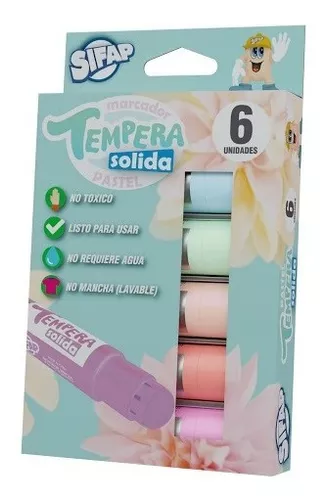 Tempera Solida Sifap En Barra Caja X 6 Colores Pasteles