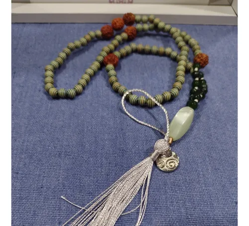 Japa Mala 108 Cuentas, Jaspe Y Semilla Rudraksha.
