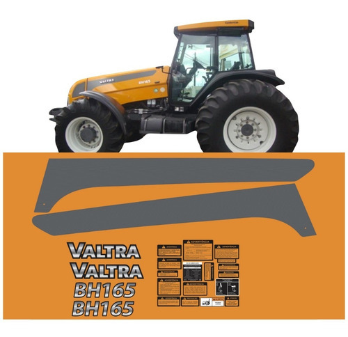 Kit Adesivo Faixas Compatível Trator Valtra Bh165+ Etiquetas Cor TRATOR VALTRA BH165