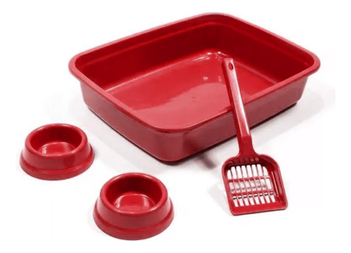 Kit Bandeja Baño Sanitaria Para Gato + 2 Platos + Pala - Ca