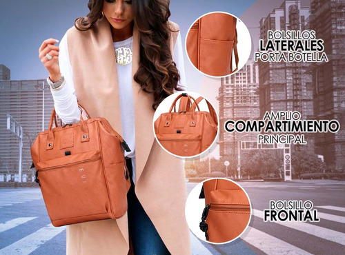 Imagen 2 de 10 de Cartera Mochila Everlast Mujer Anti-robo Espalda Urbana Lady