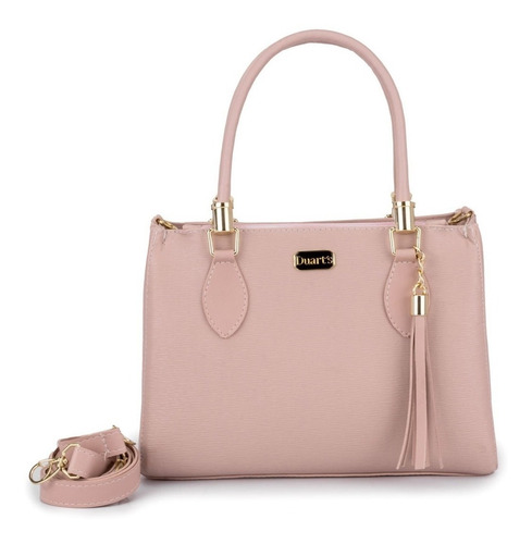 Bolsa tote Duart's Lorena design lisa de couro sintético  rosa com alça de ombro rosa alças de cor rosa