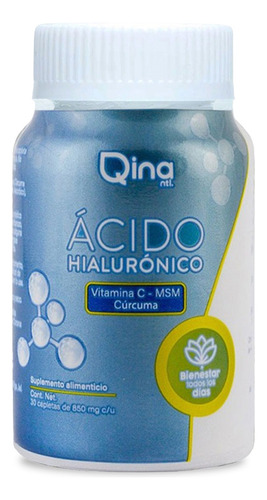 Ácido Hialuronico, Vitamina C, Curcuma 30 Tabletas - Qina