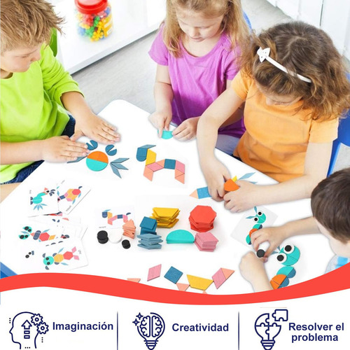 180 Pcs Rompecabezas De Tangram De Madera Para Niños,