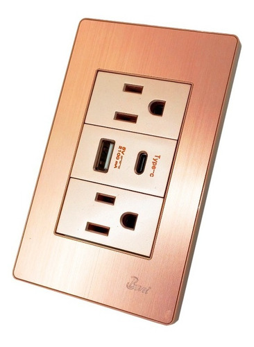 Toma Corriente Doble Usb Serie Ottone Bari