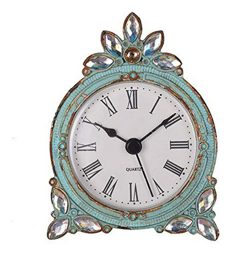 Reloj De Mesa Vintage Con Cristales Y Rhinestones.